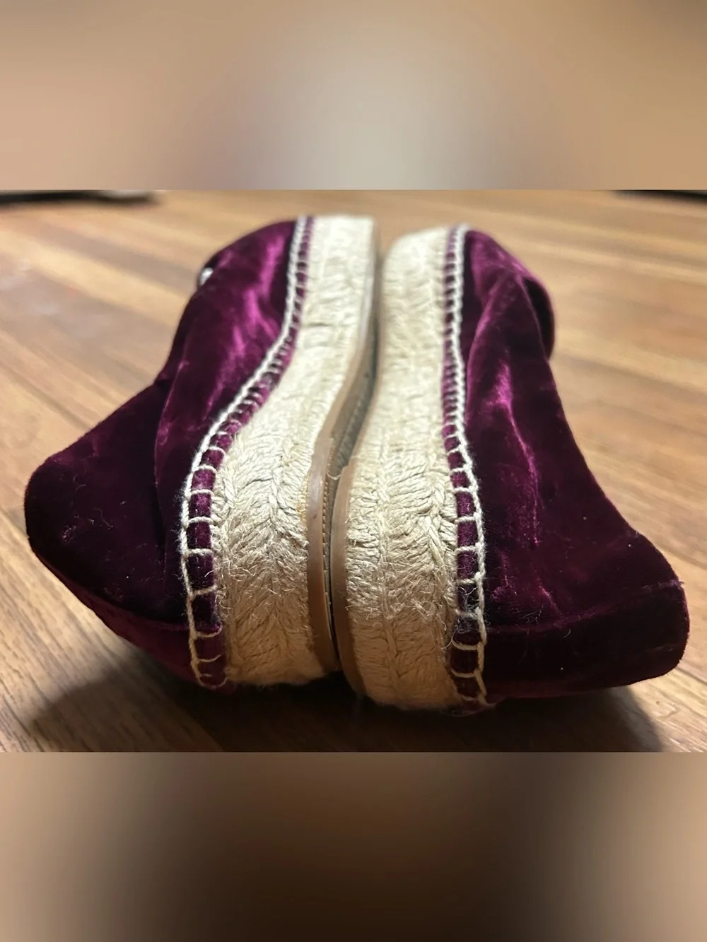 Tory Burch Velvet Espadrille Flats in Deep Wine